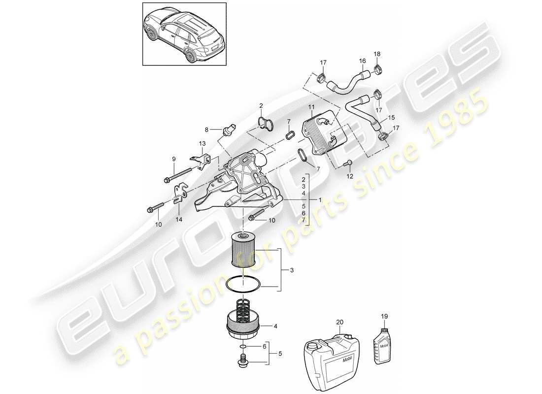 porsche 2014 (cayenne e2 92a) oil filter console oil cooler d - mj 2012>> part diagram