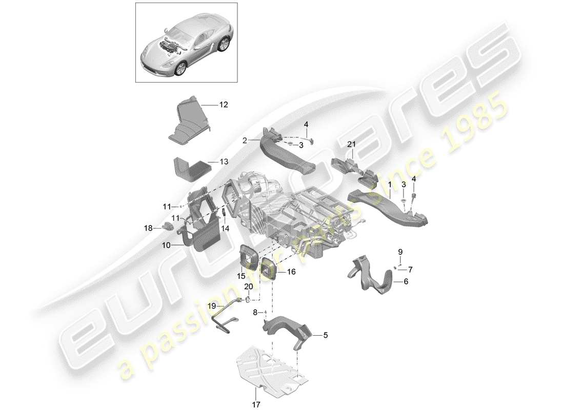 porsche 2017 (718 cayman) air guide part diagram