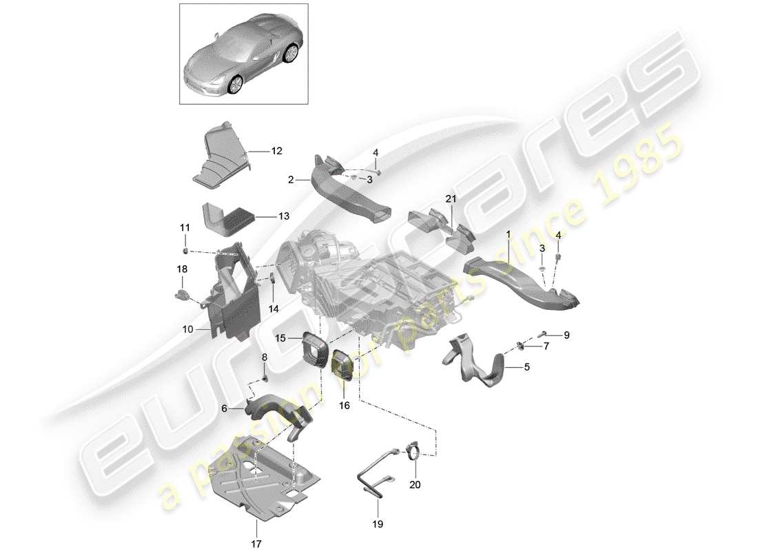 porsche 2016 (981 boxster spyder) air guide parts diagram
