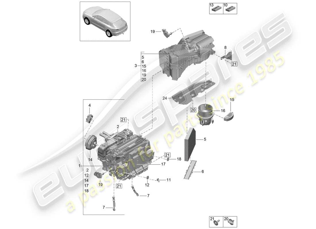 porsche 2017 (macan) air conditioning part diagram