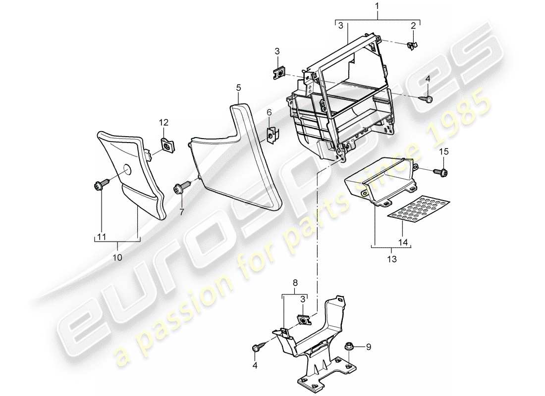 porsche 2006 (987 cayman) centre console front part diagram