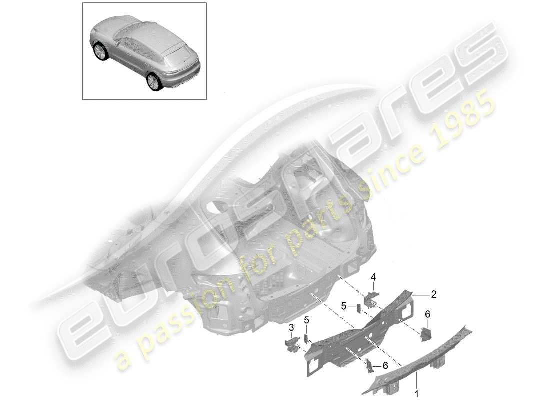 porsche 2020 (macan) cross panel rear rear end parts diagram