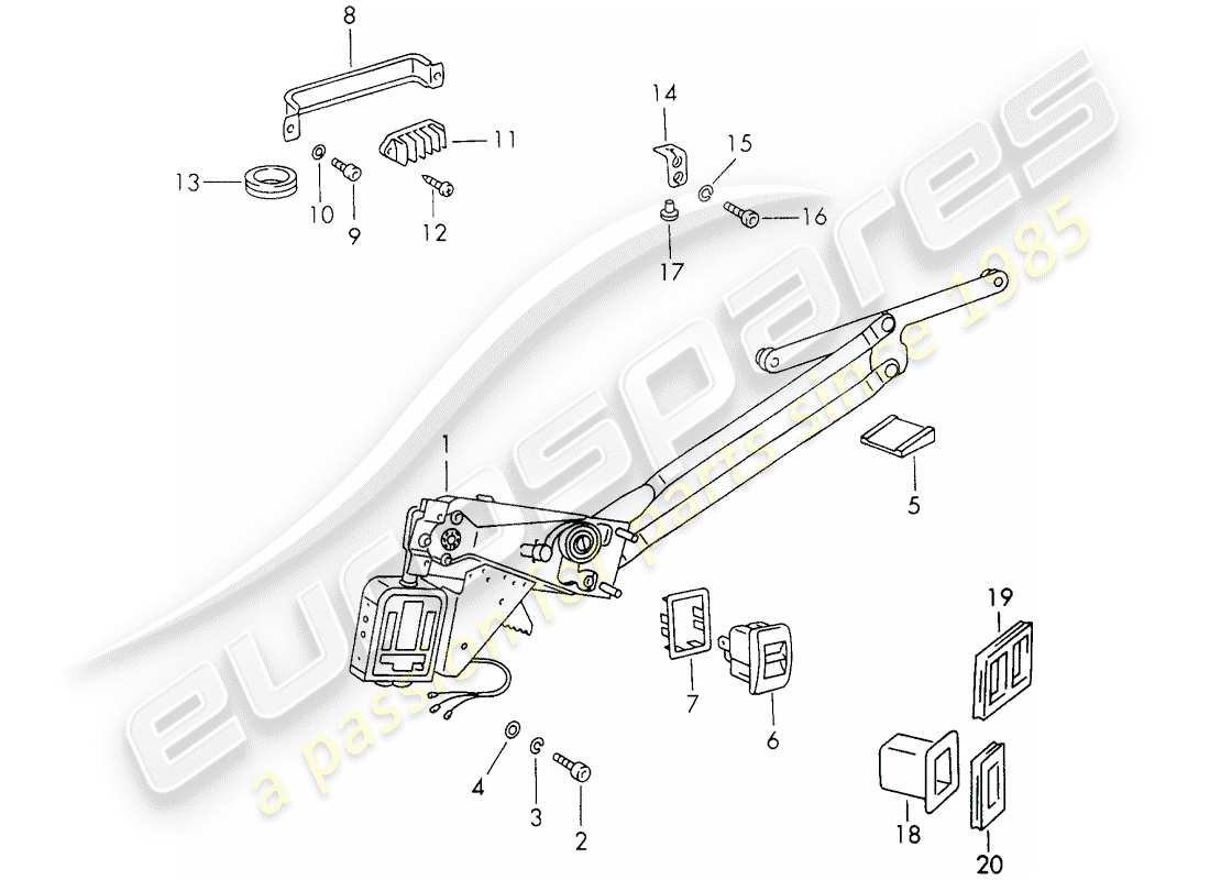 porsche 911 (1971) window regulator - electric part diagram