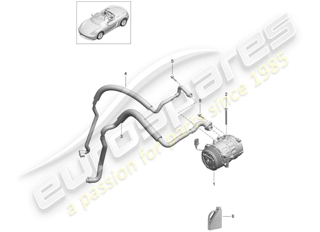 porsche 2018 (718 boxster) compressor air conditioning parts diagram