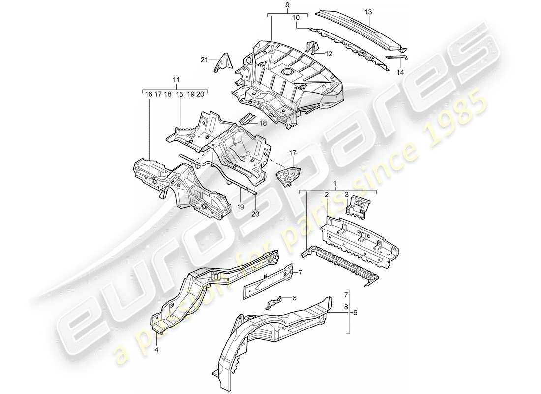 porsche 2004 (996 gt3) rear end part diagram