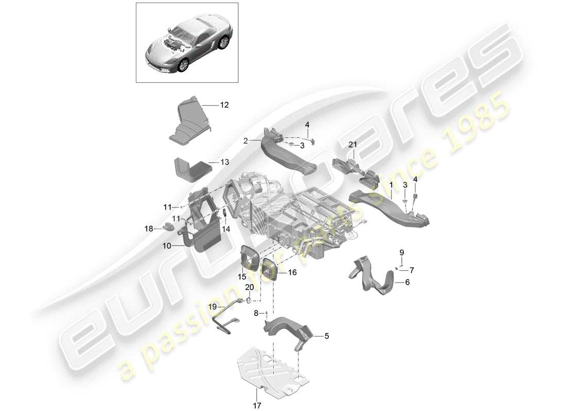 porsche 718 boxster (2019) air duct parts diagram