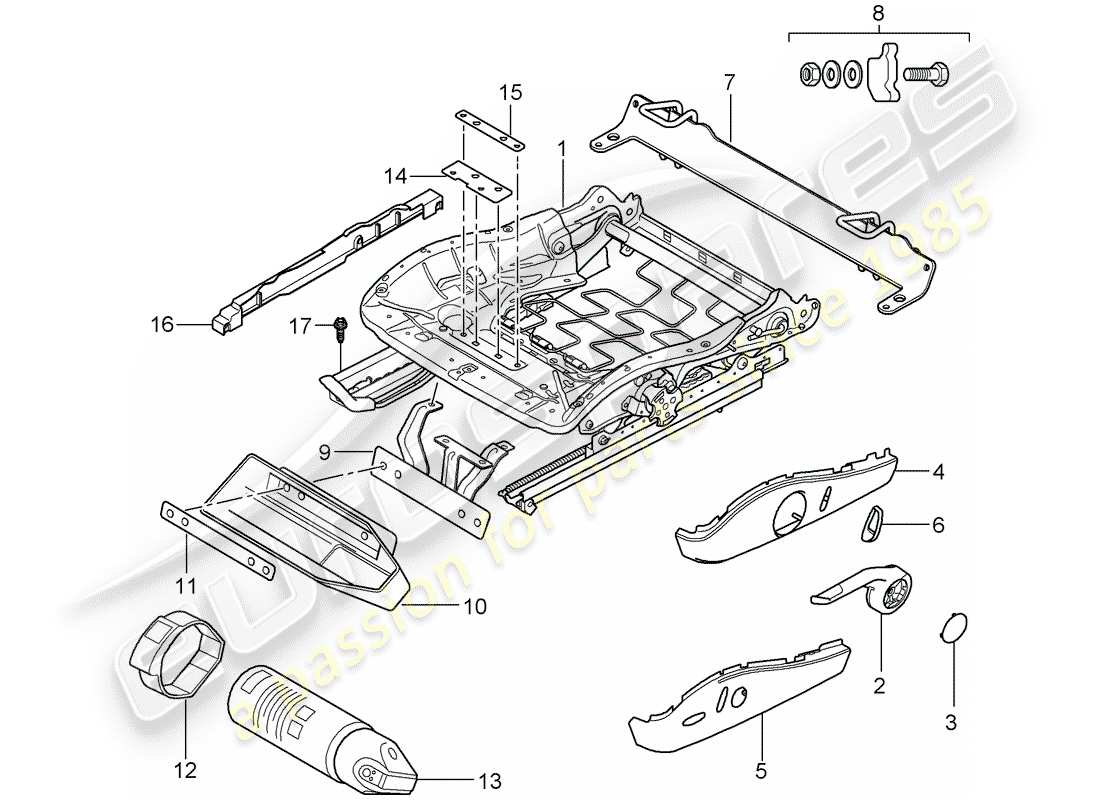 porsche 2007 (987 boxster) seat frame standard seat comfort seat d - mj 2005>> parts diagram