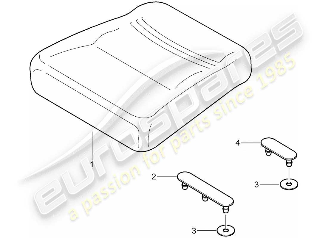 porsche 997 t/gt2 (2007) back seat cushion parts diagram