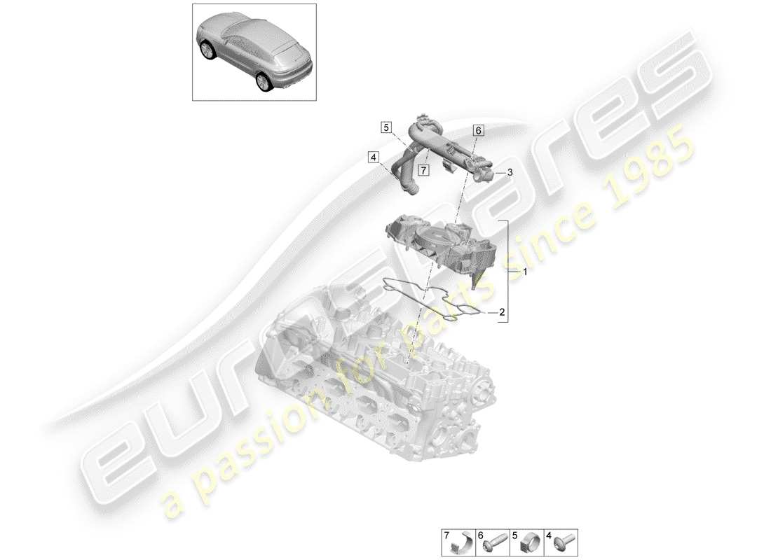 porsche 2020 (macan) oil separator breather line crankcase housing ventilation parts diagram