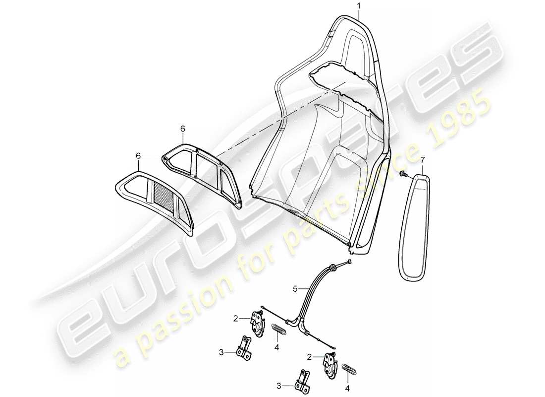 porsche 2009 997-2 turbo / gt2 backrest shell parts diagram