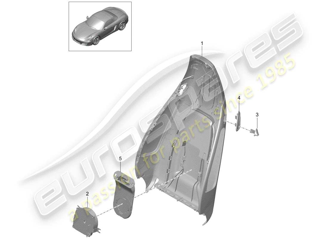 porsche 2015 (981 boxster) backrest shell sports seat plus accessories parts diagram