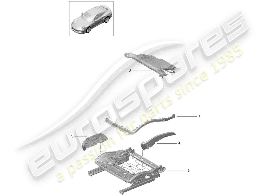 porsche 2014 (991-1 turbo) seat padding frame sports seat plus repair set part diagram