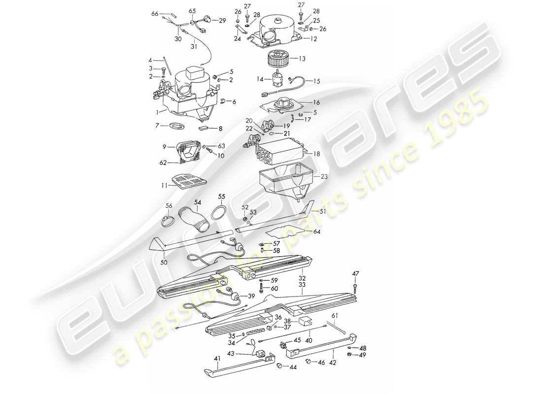 porsche 1965 (911/912) evaporator housing - air conditioner - d - mj 1969>> part diagram