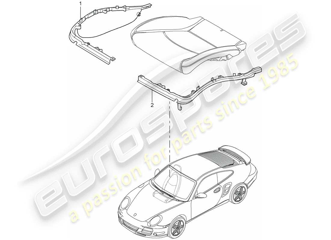 porsche 2009 997-2 turbo / gt2 cushion carrier parts diagram