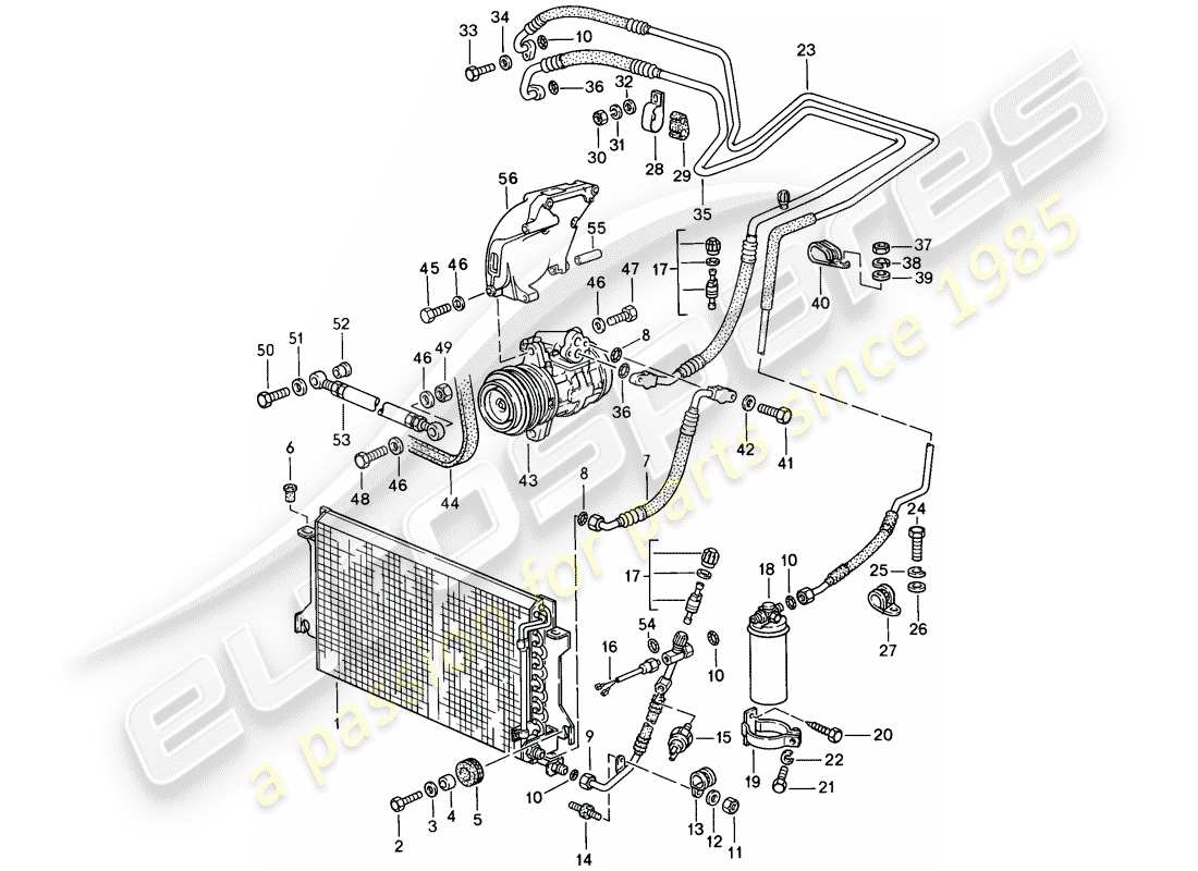porsche 1988 (944) refrigerant circuit parts diagram
