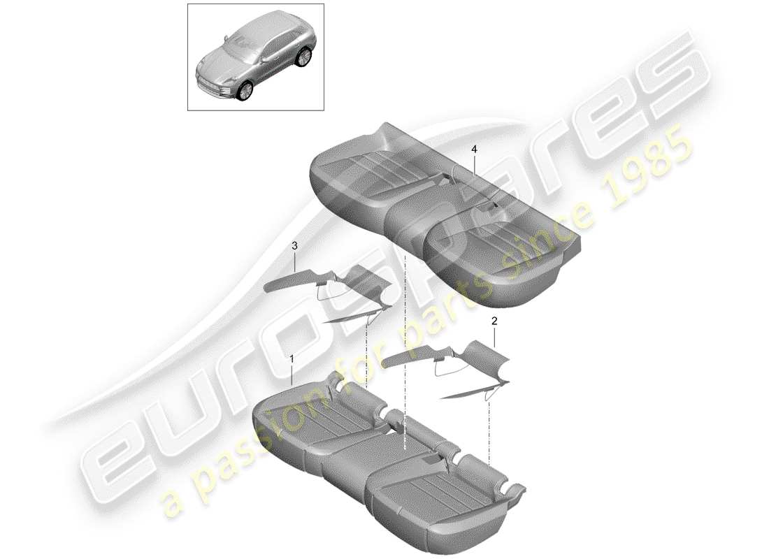 porsche 2019 (macan) foam part seat covers sports seat part diagram