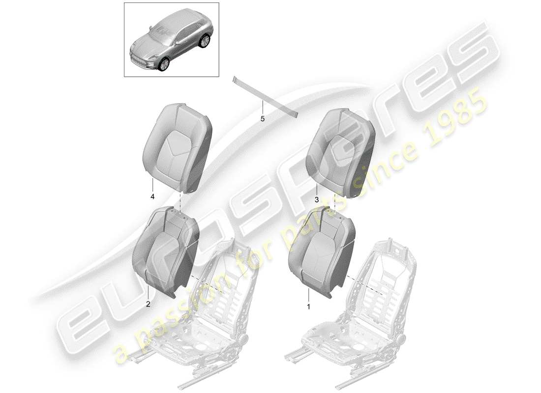 porsche 2020 (macan) foam part backrest covers comfort seat parts diagram