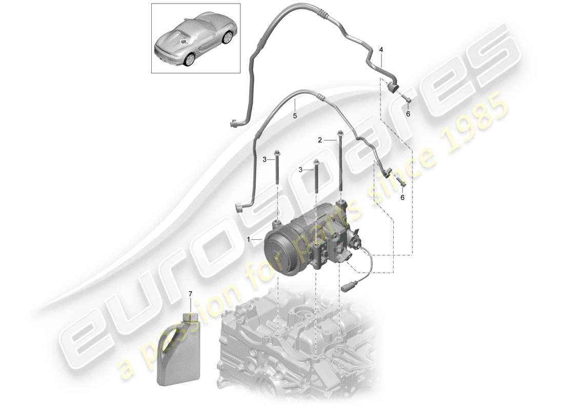 porsche 2016 (981 boxster spyder) compressor air conditioning parts diagram