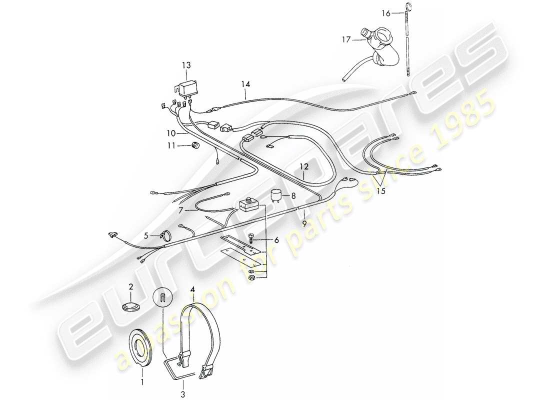 porsche 1968 (911/912) air conditioner - electrical components - accessories parts diagram