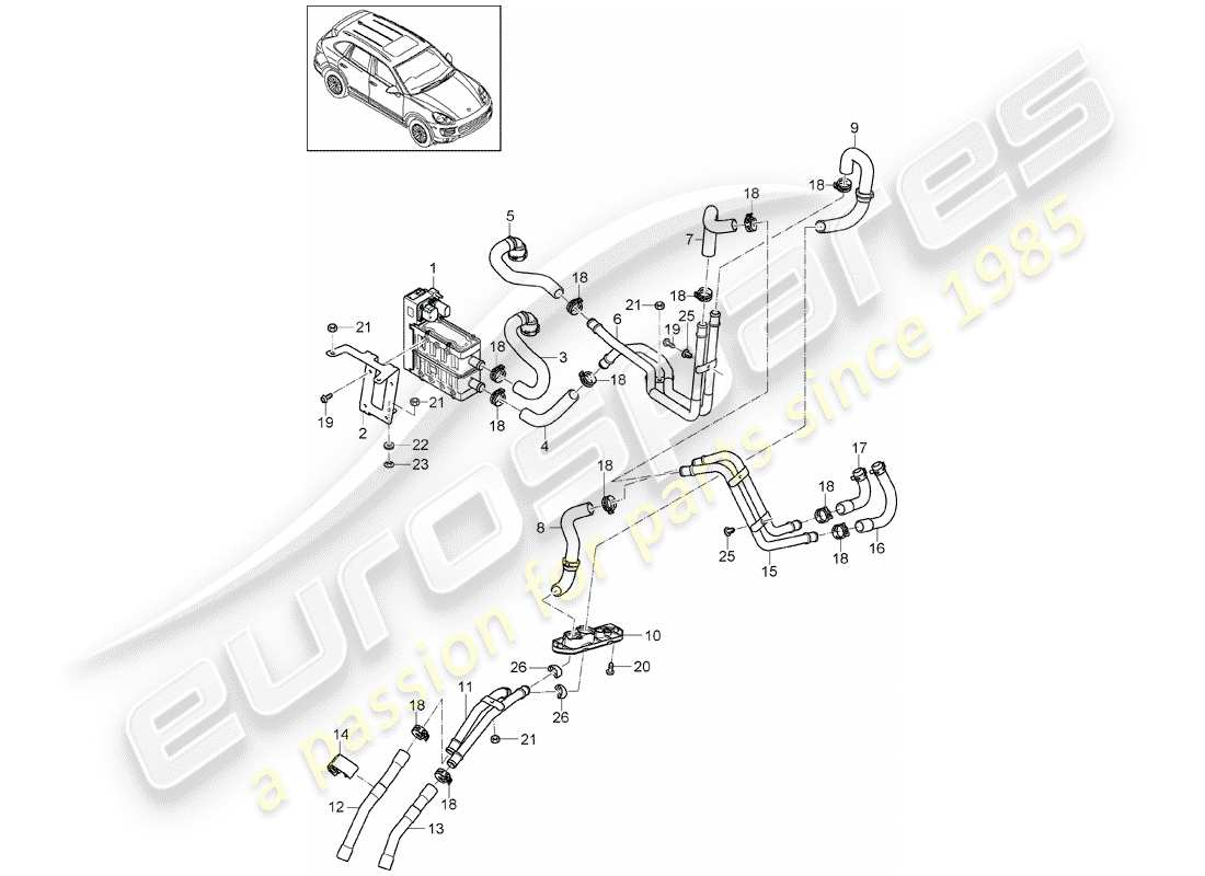 porsche 2015 (cayenne e2 92a) hybrid battery rear heater part diagram