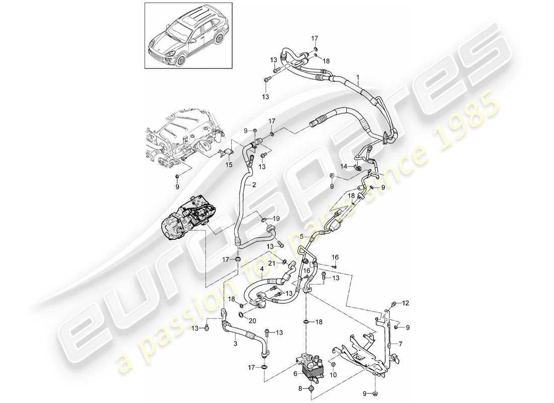 porsche 2014 (cayenne e2 92a) refrigerant circuit for vehicles with hybrid drive part diagram