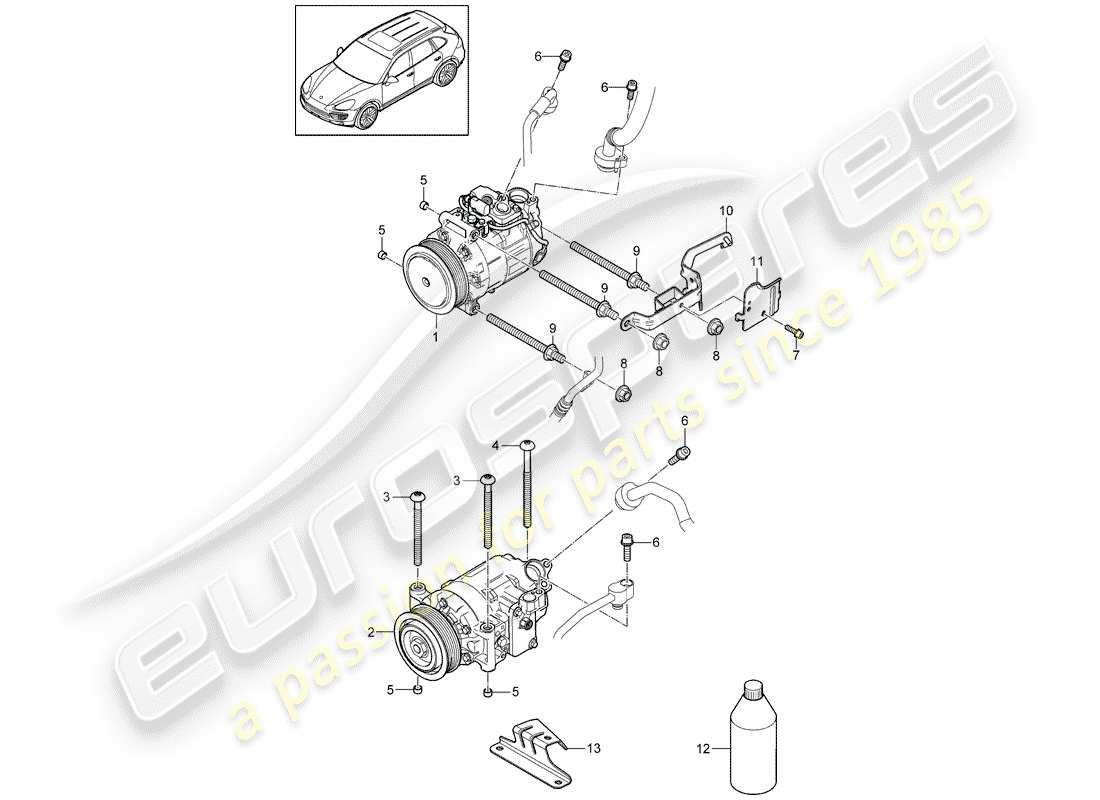 porsche 2013 (cayenne e2 92a) compressor diesel air conditioning r1234yf d - mj 2017>> part diagram