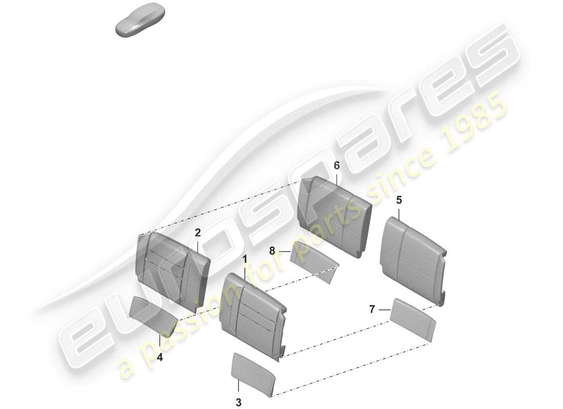 porsche 2020 (992-1) foam part backrest cover (fabric/leathr) lumbar support parts diagram