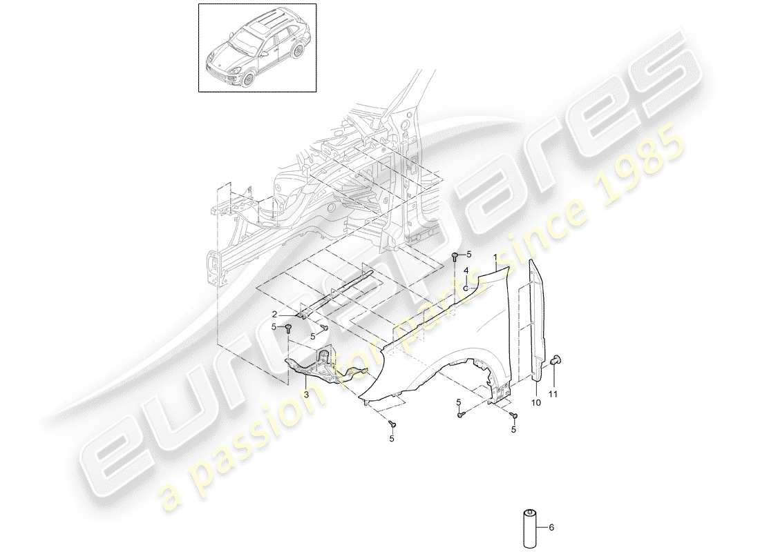 porsche cayenne e2 (2012) fender parts diagram