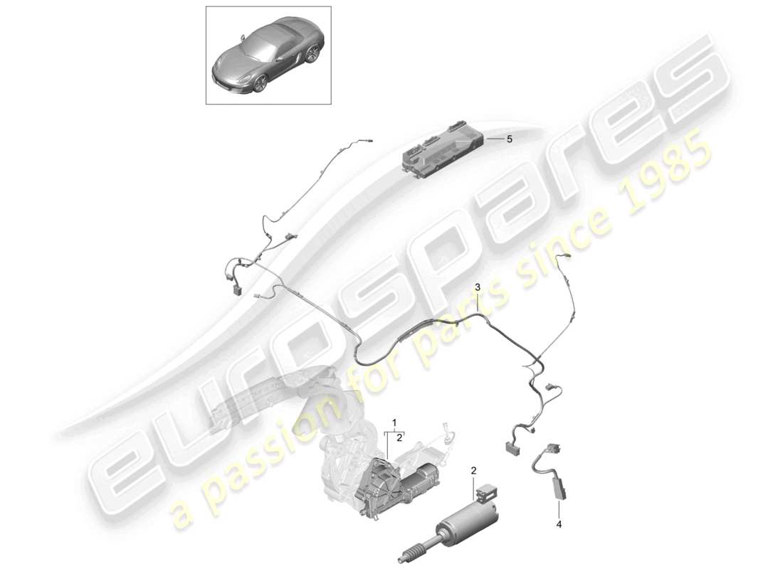 porsche 2013 (981 boxster) convertible top wire set parts diagram