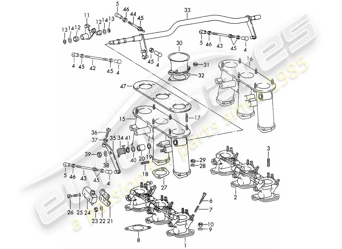 porsche 1969 (911/912) injection system - throttle body - d - mj 1969>> part diagram