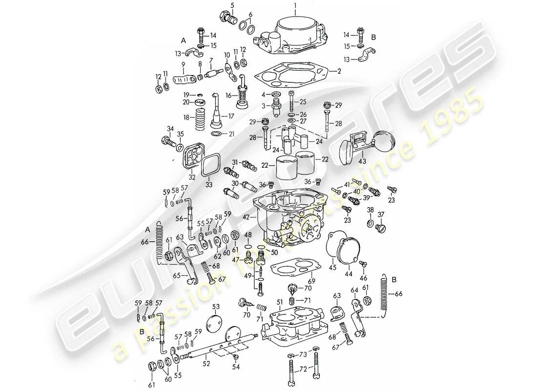 porsche 356/356a (1955) single parts - for - carburetor - pallas - zenith 32 ndix part diagram