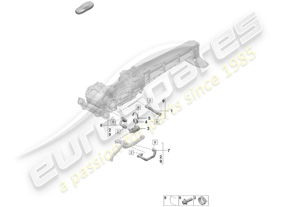 porsche 2020 (992-1) front axle differential cooling system for gear oil parts diagram