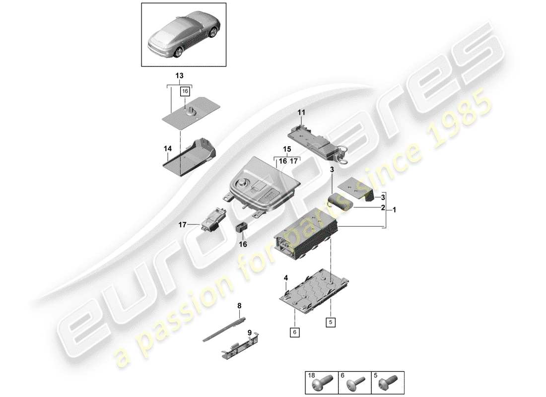 porsche 2019 (panamera 971-1) for models with telephone and emergency call part diagram