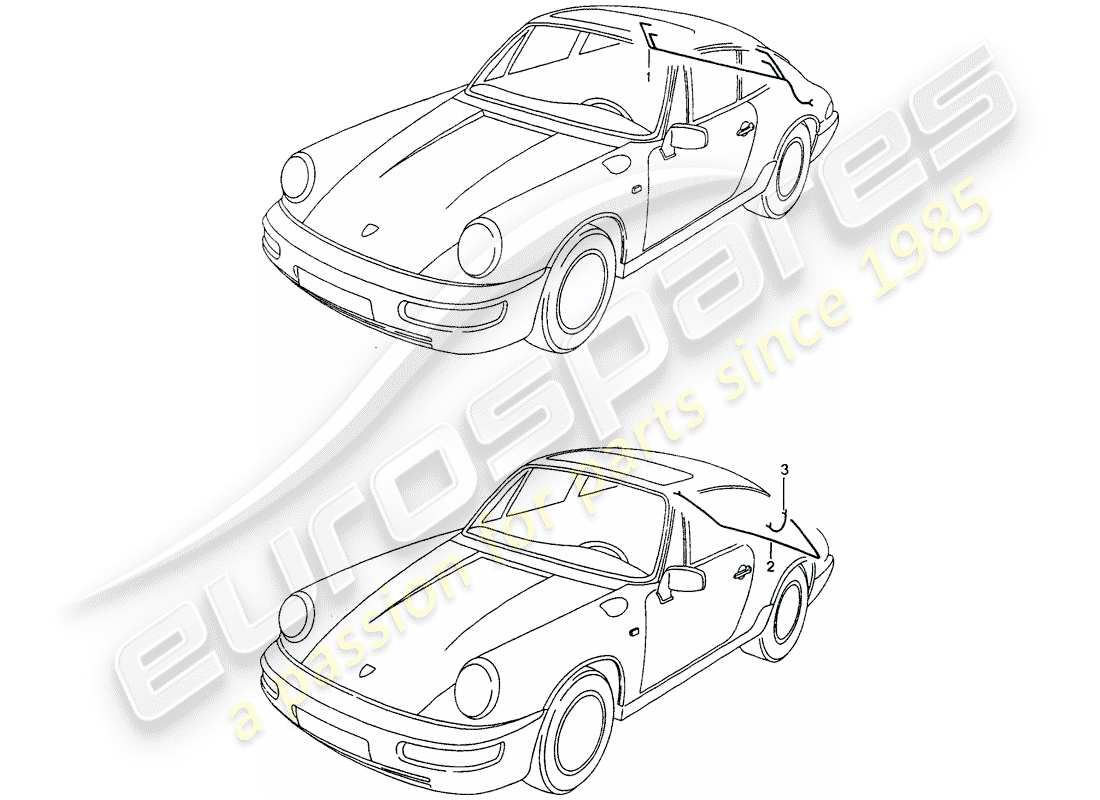 porsche 1990 (964) wiring harnesses - rear end parts diagram