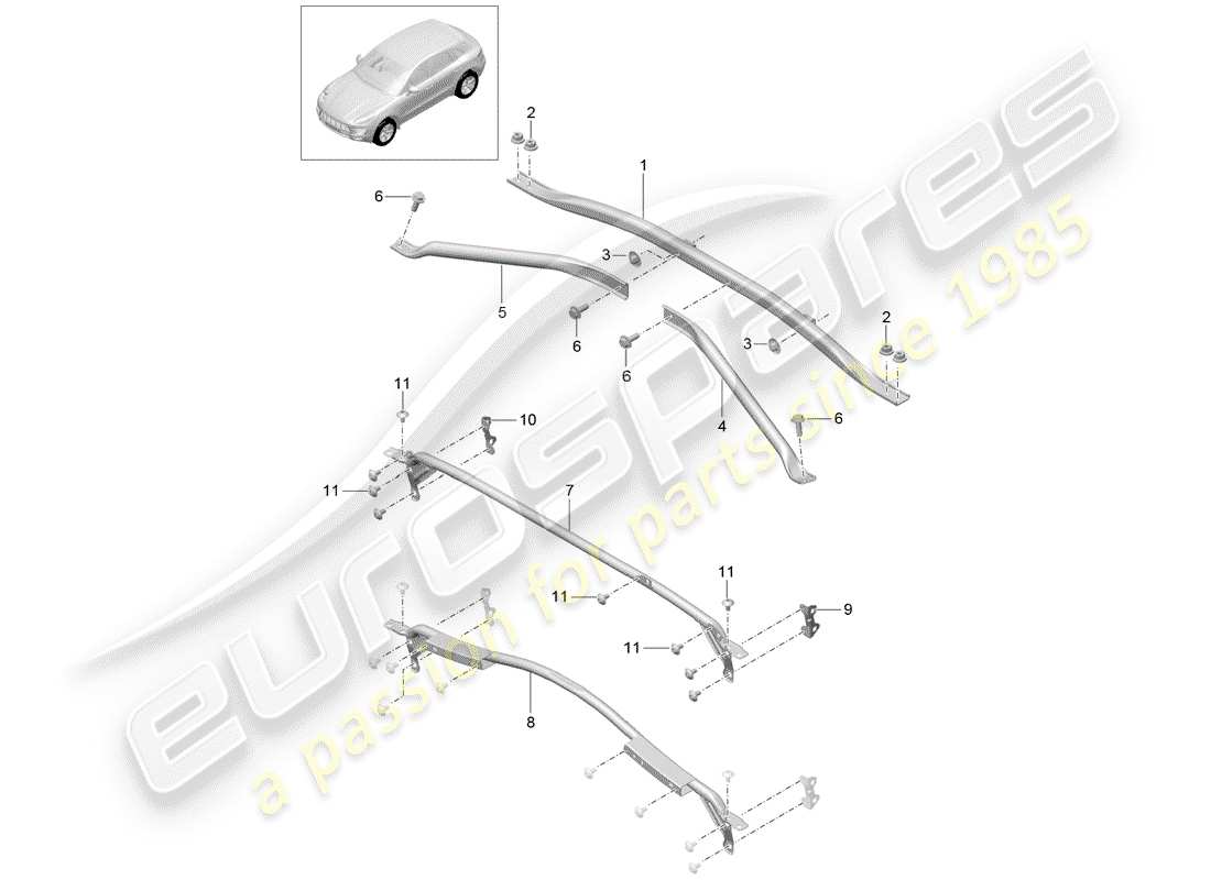 porsche 2016 (macan) brace front end part diagram