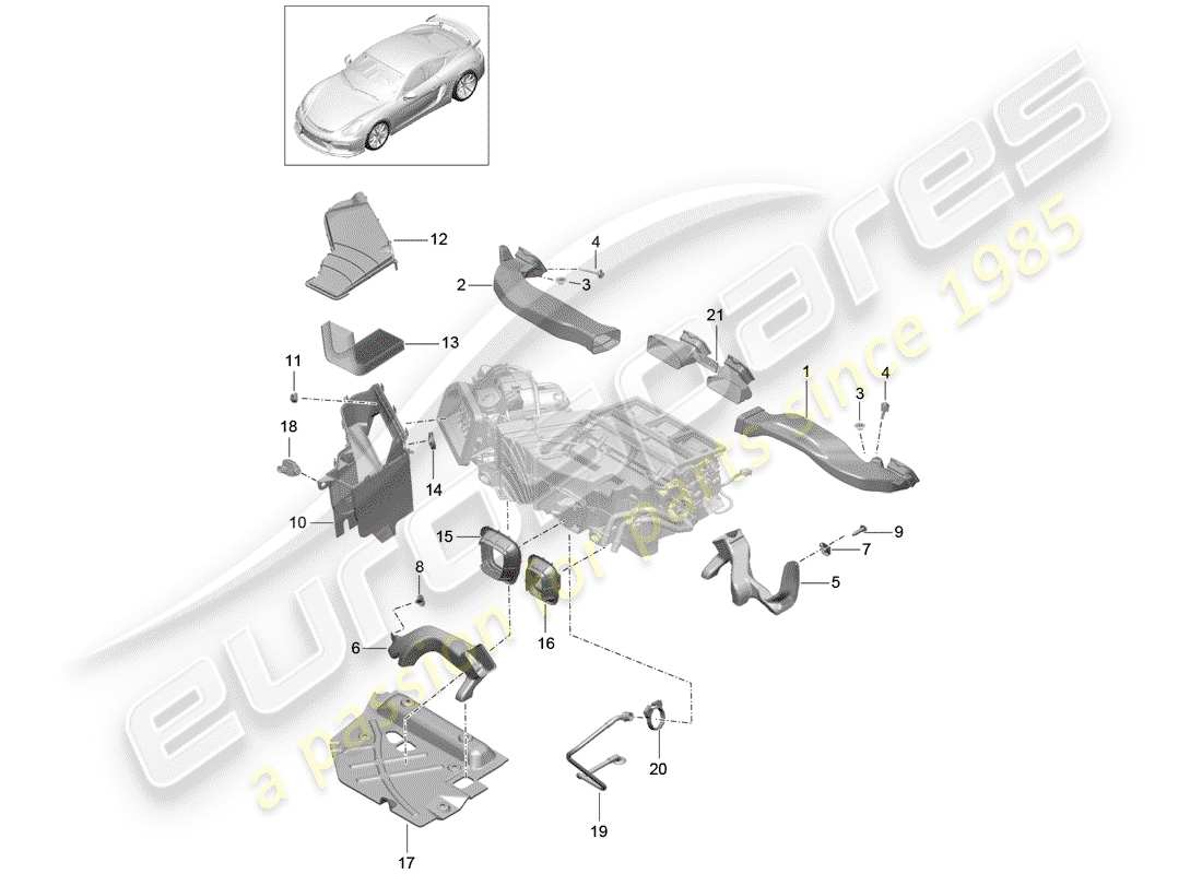 porsche 2016 (981 cayman gt4) air guide part diagram