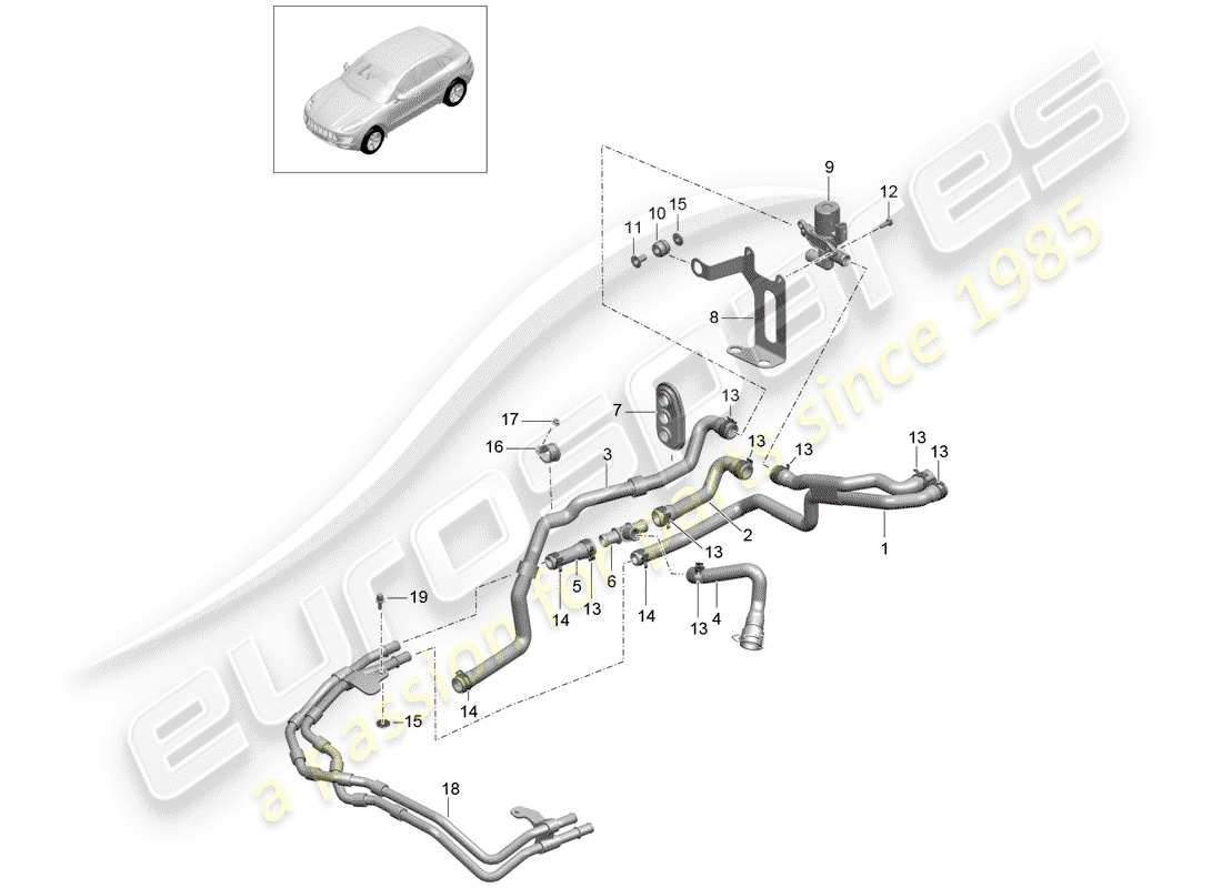 porsche 2017 (macan) heater with: auxiliary heater for models with diesel engine part diagram