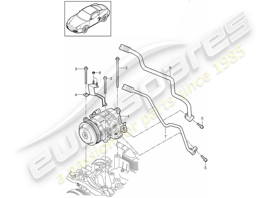 porsche 2012 (987 cayman) compressor part diagram
