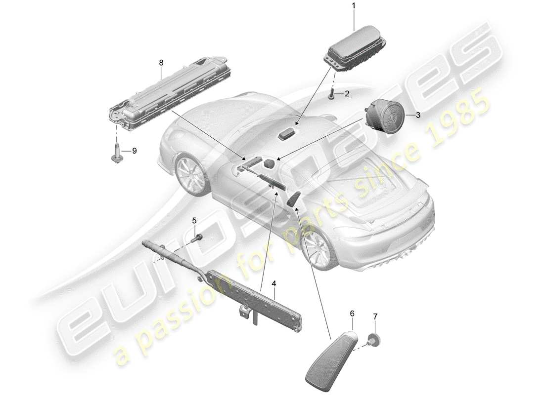 porsche 2016 (981 cayman gt4) airbag part diagram
