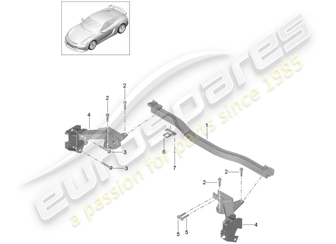 porsche 2016 (981 cayman gt4) cross member part diagram