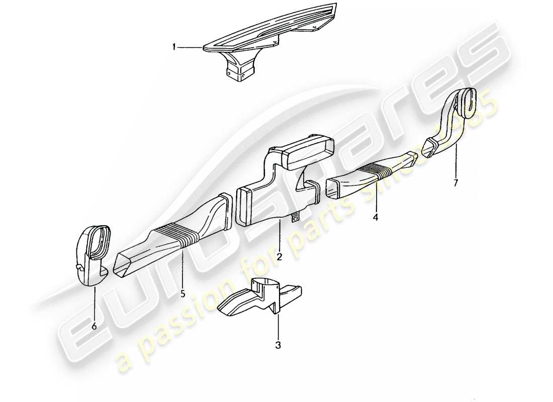 porsche 2002 (996 gt3) heater - air distributor part diagram