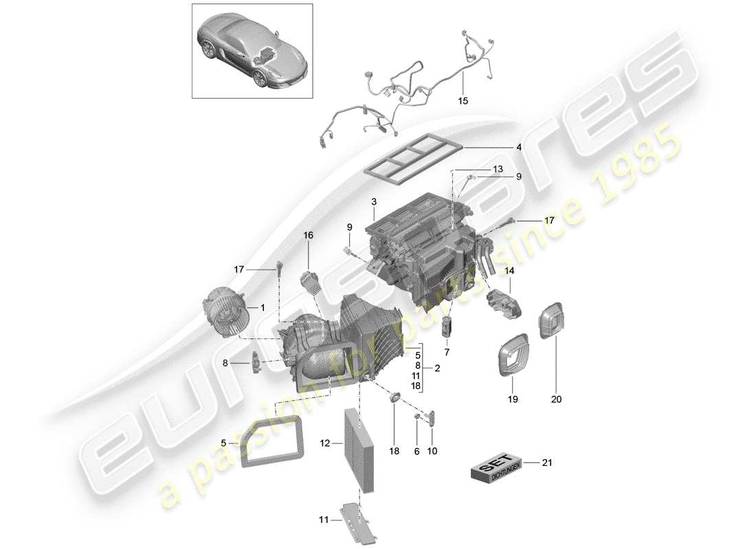 porsche 2015 (981 boxster) air distribution housing and individual parts parts diagram