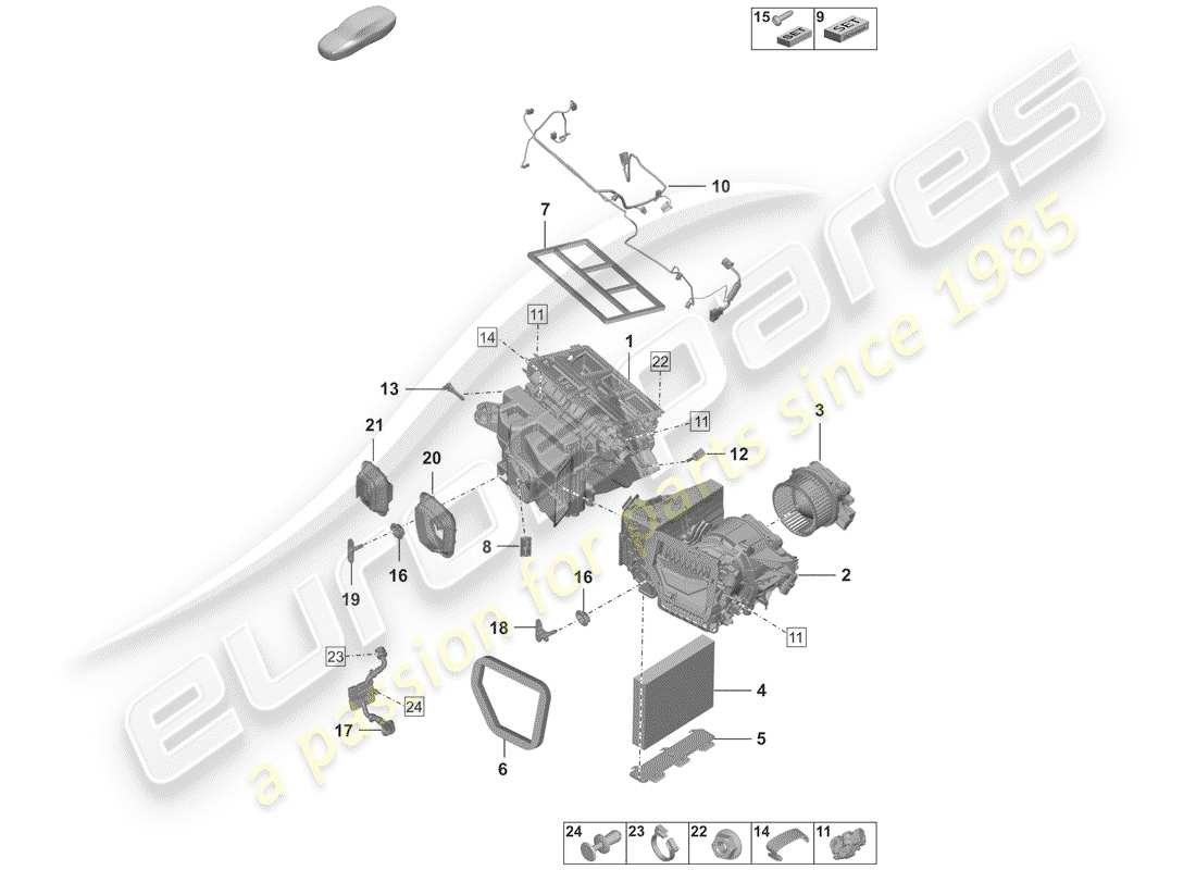porsche 2020 (992-1) air conditioning parts diagram