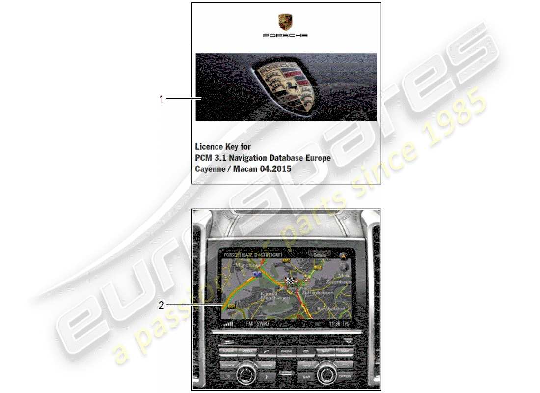 porsche 2016 (tequipment cayenne) navigation system parts diagram