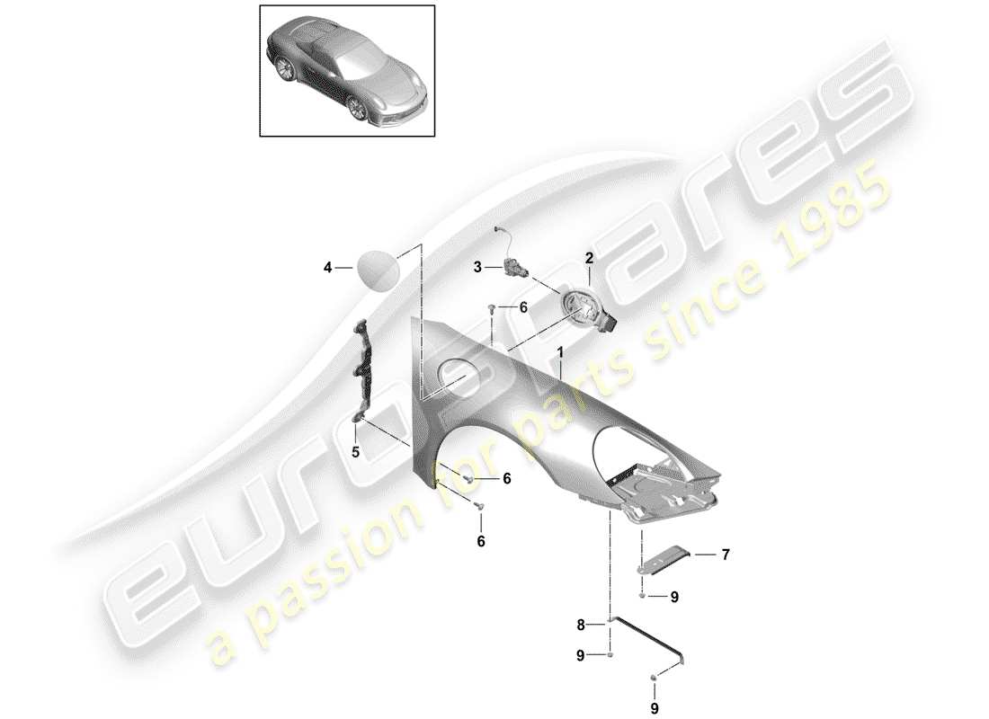 porsche 2014 (991-1 r/gt3/rs) wing part diagram