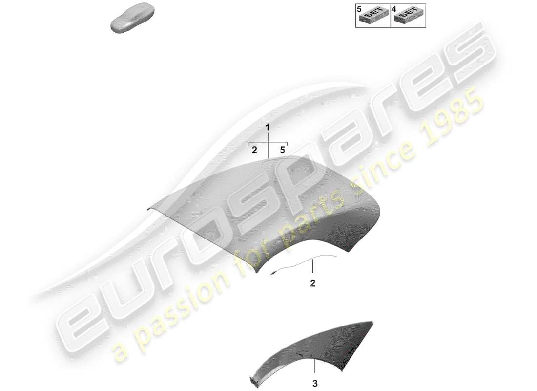 porsche 2020 (992-1) convertible top covering moulded headliner side parts diagram