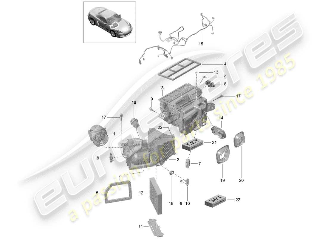 porsche 2019 (718 boxster) air conditioning and individual parts parts diagram