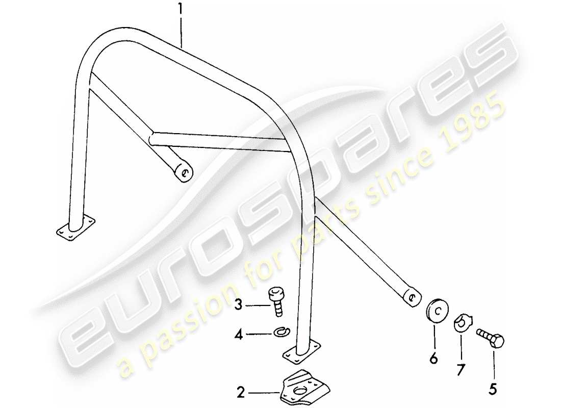 porsche 1973 (911) roll bar part diagram
