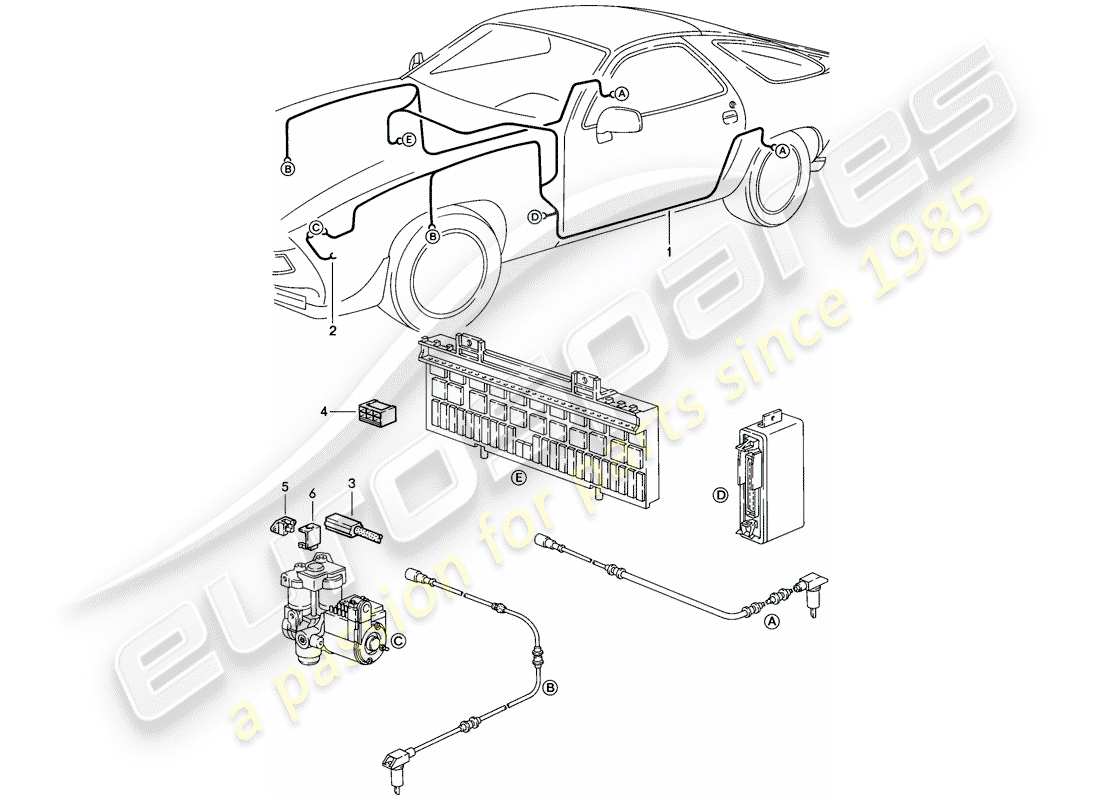 porsche 1985 (928) harness - anti-locking brake syst. -abs- parts diagram