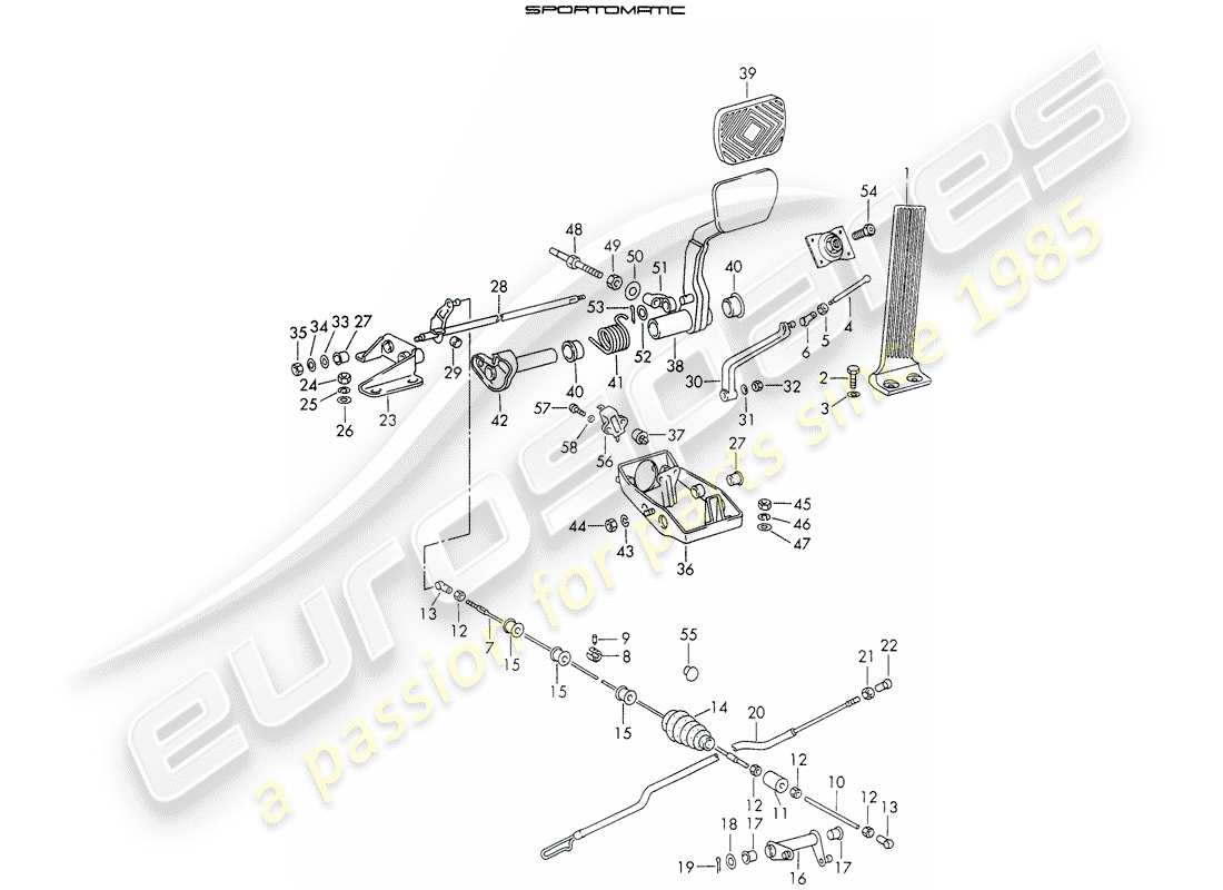porsche 1971 (911) pedals part diagram